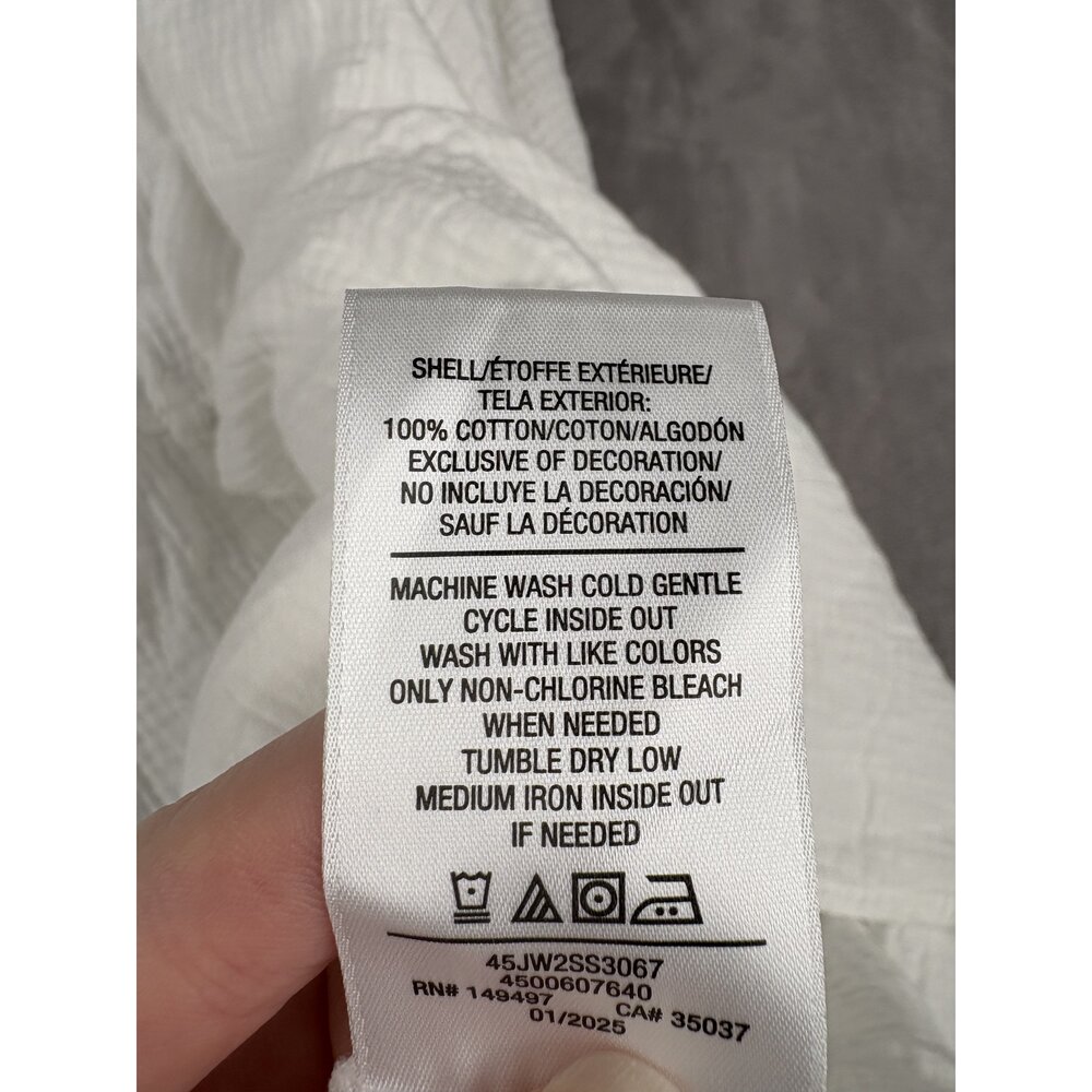 Joe's White Gauze Maxi Dress L V-Neck Smocked Waist - Picture 5 of 10